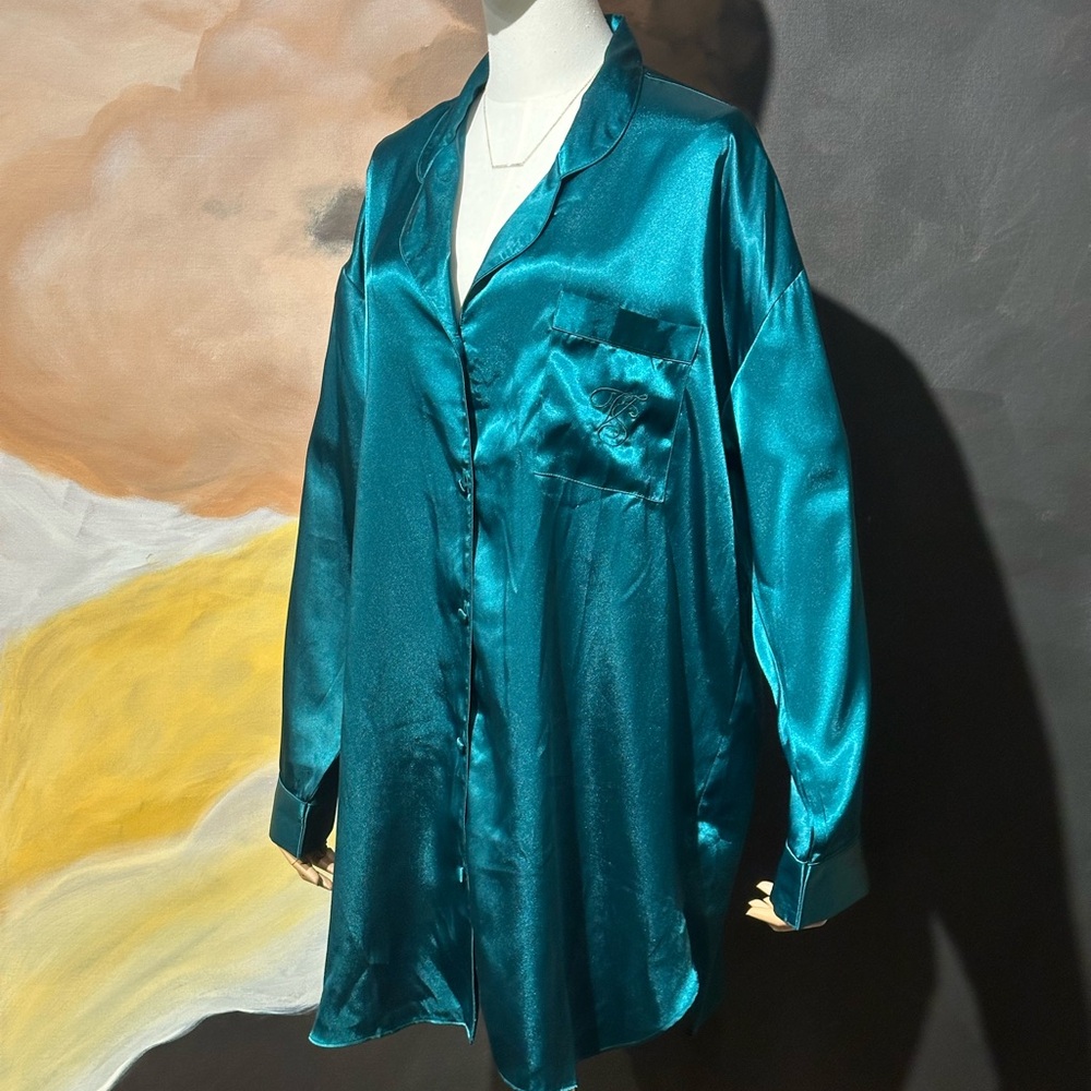 Victoria Secrets Satin Button-Up Night Shirt